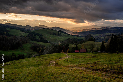 Pieniny, tatry , jesień , zachód , wschód , Karpaty, Dunajec