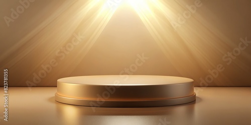 Beige oblong podium on beige background for presentations or events  photo