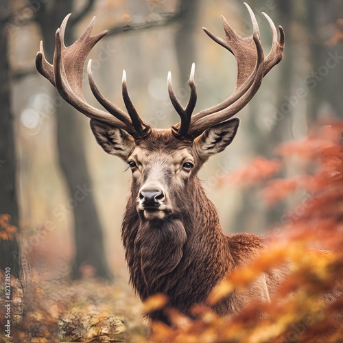 deer stag in the forest photo
