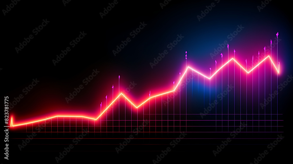 Neon business graph, a fresh approach to business analysis and research, It means to thrive and grow Neon business graph, a fresh approach to business analysis and research, It means to thrive and grow