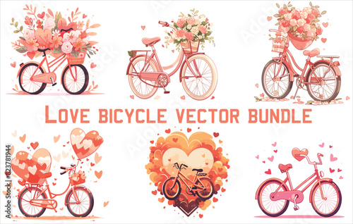 Obraz na płótnie love bicycle vector bundle, valentine's day bicycle, couple bicycle, w salonie