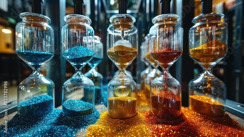 Colorful sand timer. photo