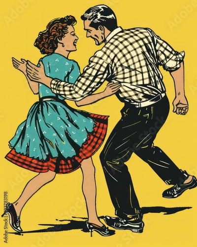 Dancing couple in retro style photo