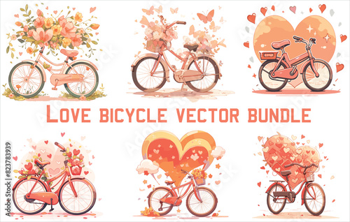 Obraz na płótnie love bicycle vector bundle, valentine's day bicycle, couple bicycle, w salonie