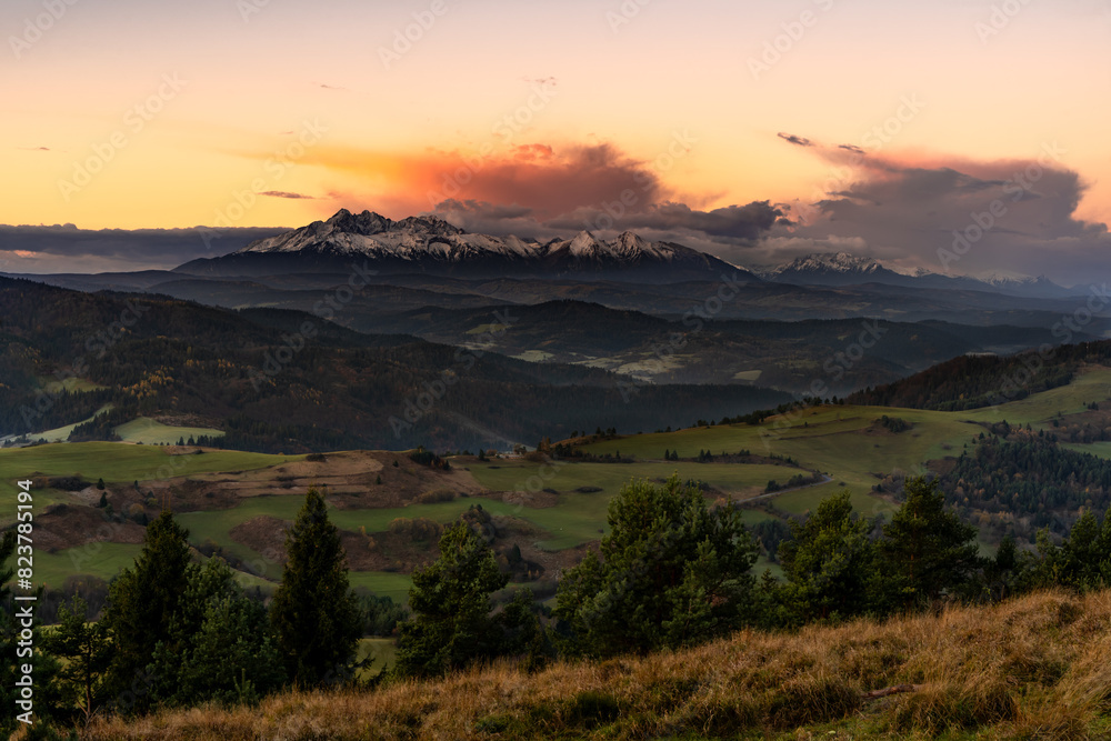 Pieniny, tatry , jesień , zachód , wschód , Karpaty, Dunajec Pieniny, tatry , jesień , zachód , wschód , Karpaty, Dunajec