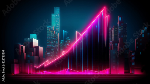 Neon business graph  a fresh approach to business analysis and research  It means to thrive and grow