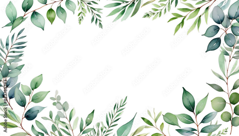 clipart watercolor corner template frame hand foliage botanical leaves features green border painted invitation eucalyptus greenery branches the floral leaf fern chaplet illustration flower art
