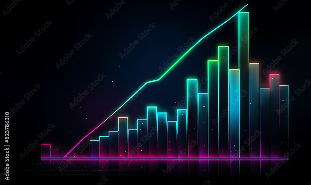 Neon business graph, a fresh approach to business analysis and research, It means to thrive and grow Neon business graph, a fresh approach to business analysis and research, It means to thrive and grow