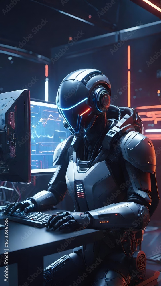 Artificial intelligence bitcoin robot, crypto currency, cyber security, financial futuristic digital technology concept image. Artificial intelligence bitcoin robot, crypto currency, cyber security, financial futuristic digital technology concept image.