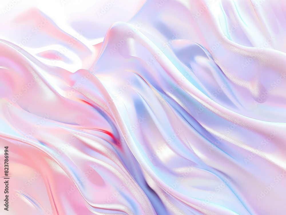 A close-up of a crumpled piece of pink and blue iridescent fabric A close-up of a crumpled piece of pink and blue iridescent fabric