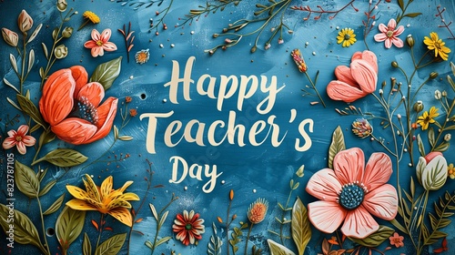 Colorful Teacher's Day Background - Artistic design of a text that says Happy Teacher's Day