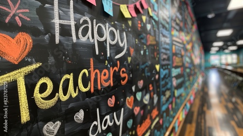 Colorful Teacher's Day Background - Artistic design of a text that says Happy Teacher's Day