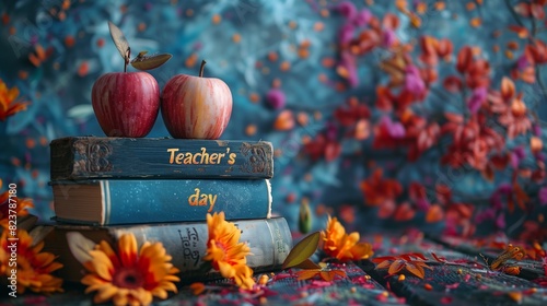 A handwritten text that says Happy Teacher's Day with colorful elements