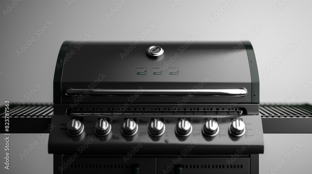 Fototapeta premium A black grill with a wooden board on top of it