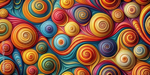 Harmonious abstract pattern of swirling shapes on background