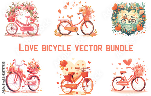 Obraz na płótnie love bicycle vector bundle, valentine's day bicycle, couple bicycle, w salonie