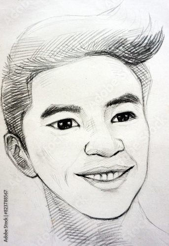 hand drawn sketch drawing boy face	