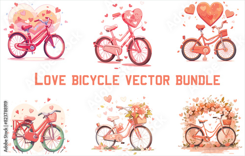 Obraz na płótnie love bicycle vector bundle, valentine's day bicycle, couple bicycle, w salonie