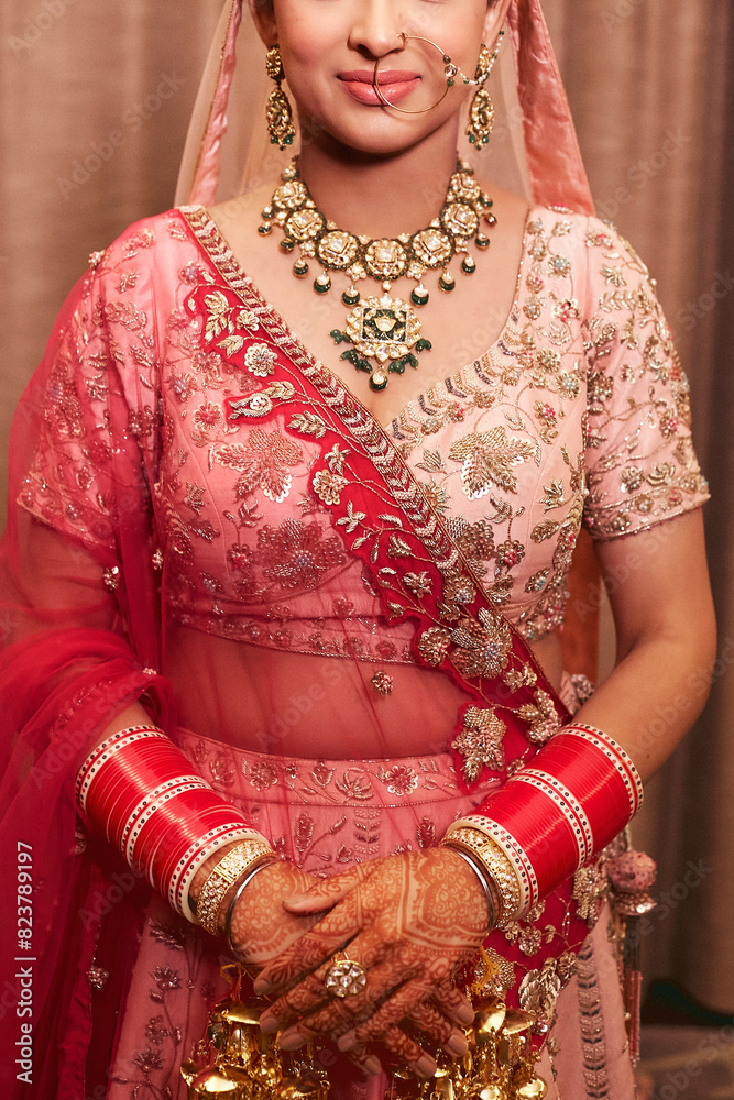 Portrait of an Indian bride getting ready for her wedding  ceremony