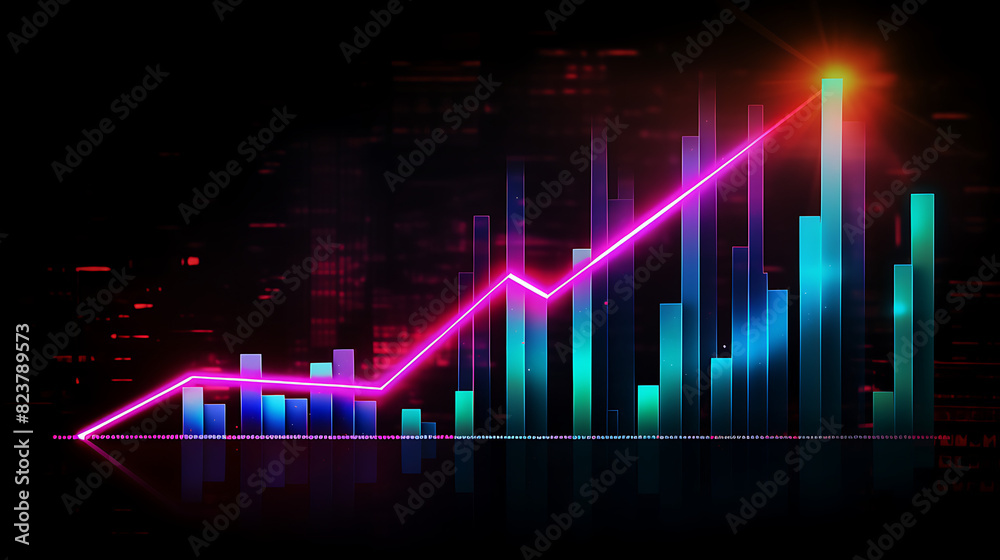 Neon business graph, a fresh approach to business analysis and research, It means to thrive and grow Neon business graph, a fresh approach to business analysis and research, It means to thrive and grow