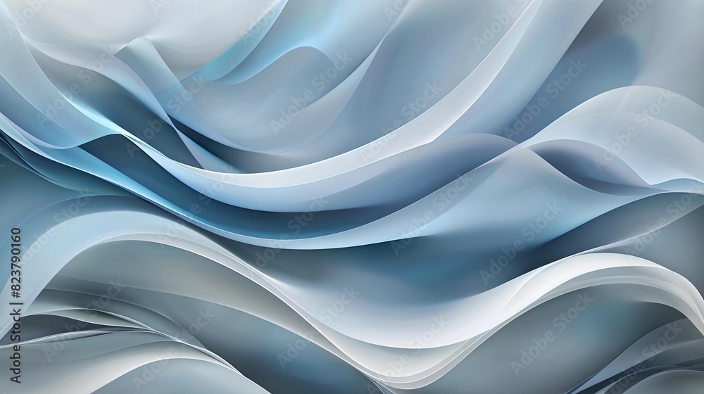 Fluid waves in calming blue and grey hues create a serene and modern aesthetic. Perfect for contemporary decor, backgrounds, and creative projects seeking a tranquil vibe.