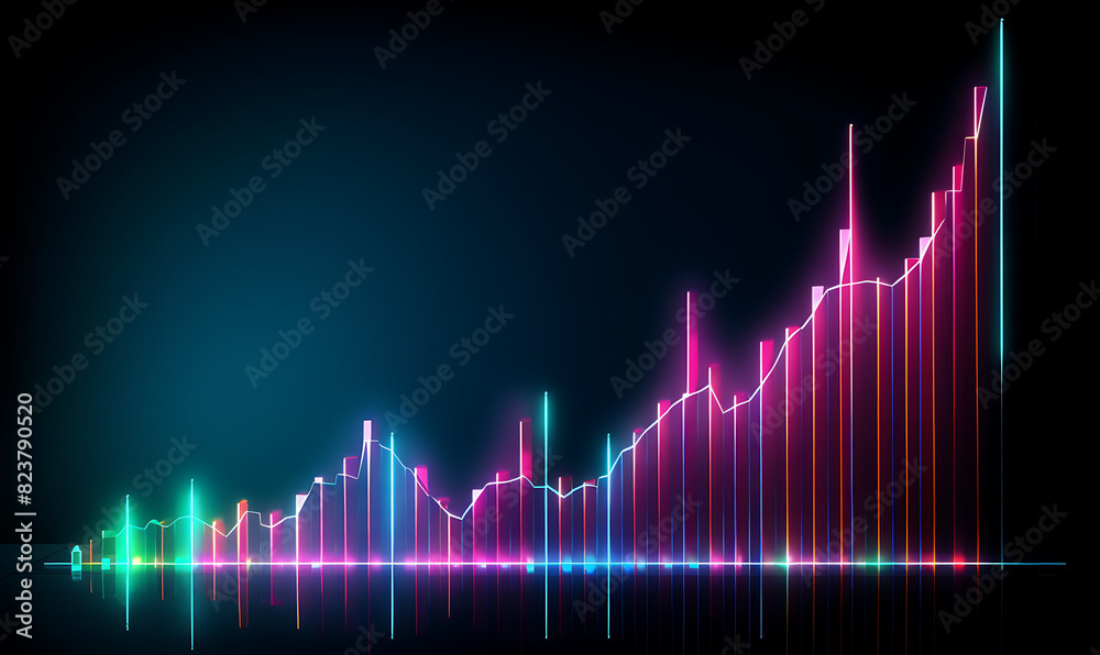 Neon business graph, a fresh approach to business analysis and research, It means to thrive and grow Neon business graph, a fresh approach to business analysis and research, It means to thrive and grow