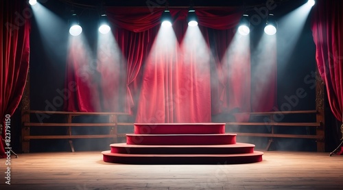 Stage background with illumination vintage lamp spotlight 