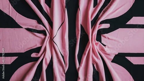 Abstract background, cambric fabric texture, pink and black colors. photo