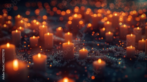 Abstract representation of mass of little lights or candles. Remembrance of Jewish war victims and anti-Semitic incidents. National Day of Mourning © Business Pics