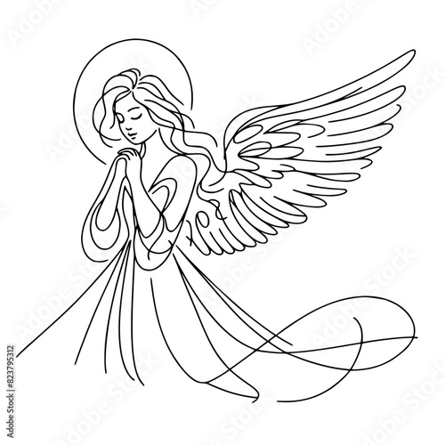 Angel lineart with wings