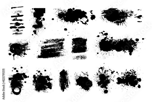 Black brush stroke set isolated on background. Paint brush stroke hand drawing. Not AI. Trendy brush stroke  vector illustration