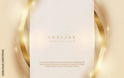 Golden luxury cream color background with elegant golden line elements. Modern Realistic 3d style Abstract Vector Illustration Design on soft and beautiful feelings.