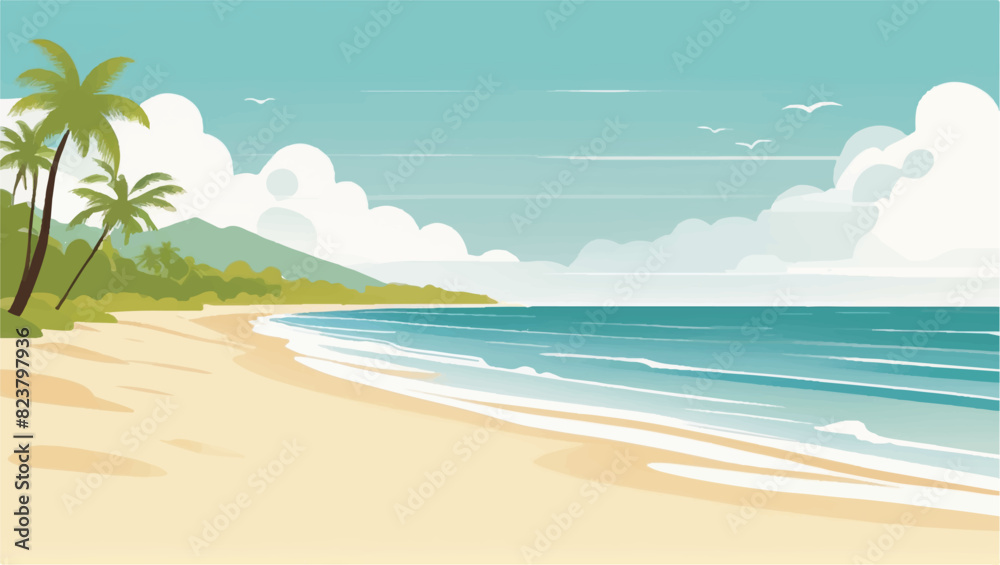 Tropical beach vector illustration for summer vacation