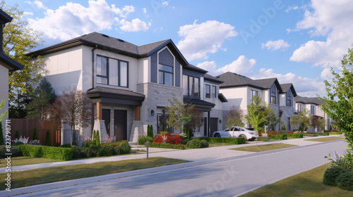 Modern Semi-Detached Homes in Suburban Neighborhood © @foxfotoco