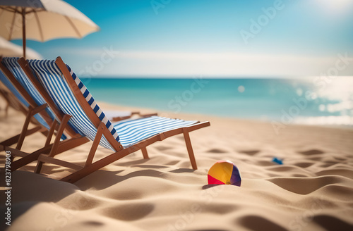 On the beach, a sunny day, an umbrella from the sun, blue sea, sand