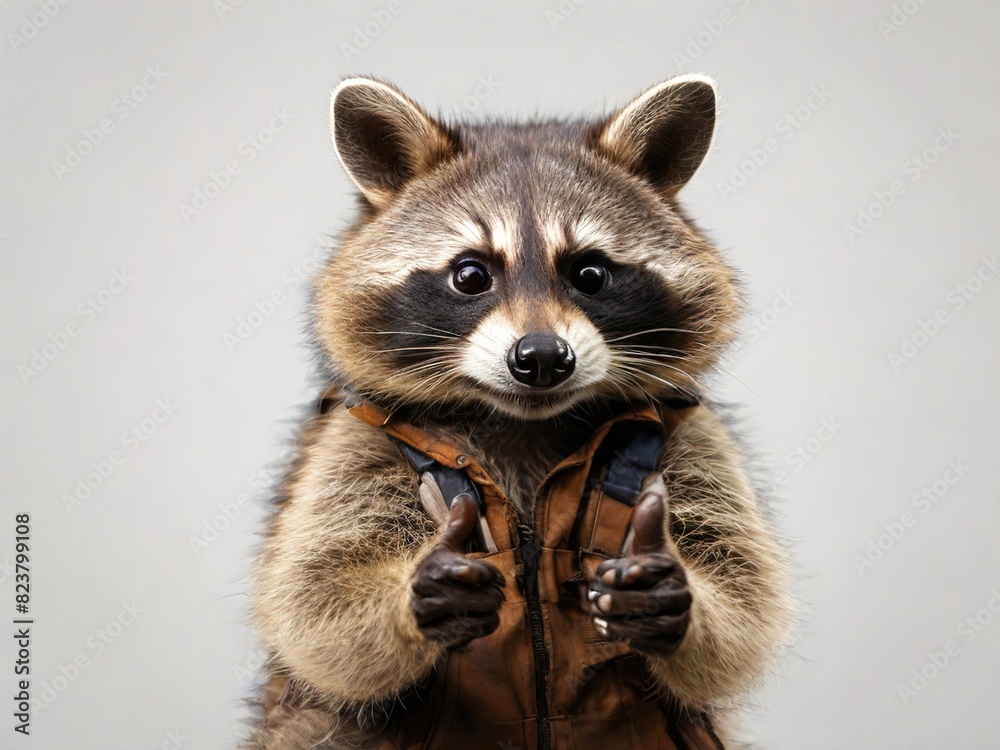 A raccoon giving a thumbs up isolated on white background A raccoon giving a thumbs up isolated on white background