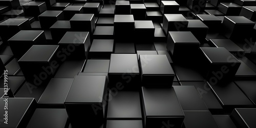 Isometric View of Black Cubes Pattern: High-Quality Professional Photography Background. Concept Isometric View, Black Cubes, Pattern, High-Quality, Professional Photography Background