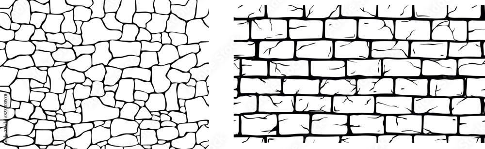 Stone on ground vector, Broken tiles mosaic pattern