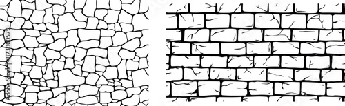 Stone on ground vector, Broken tiles mosaic pattern