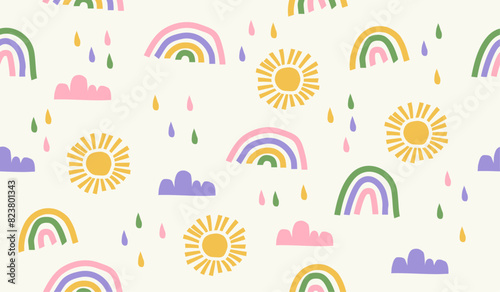 Cute rainbow pattern background vector design