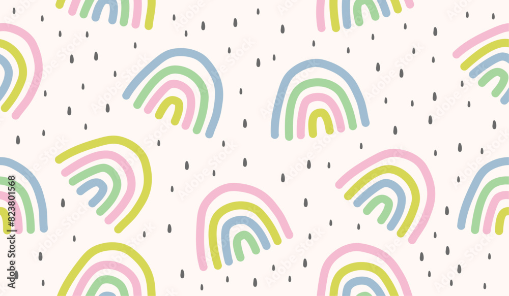 Cute rainbow pattern background vector design Cute rainbow pattern background vector design