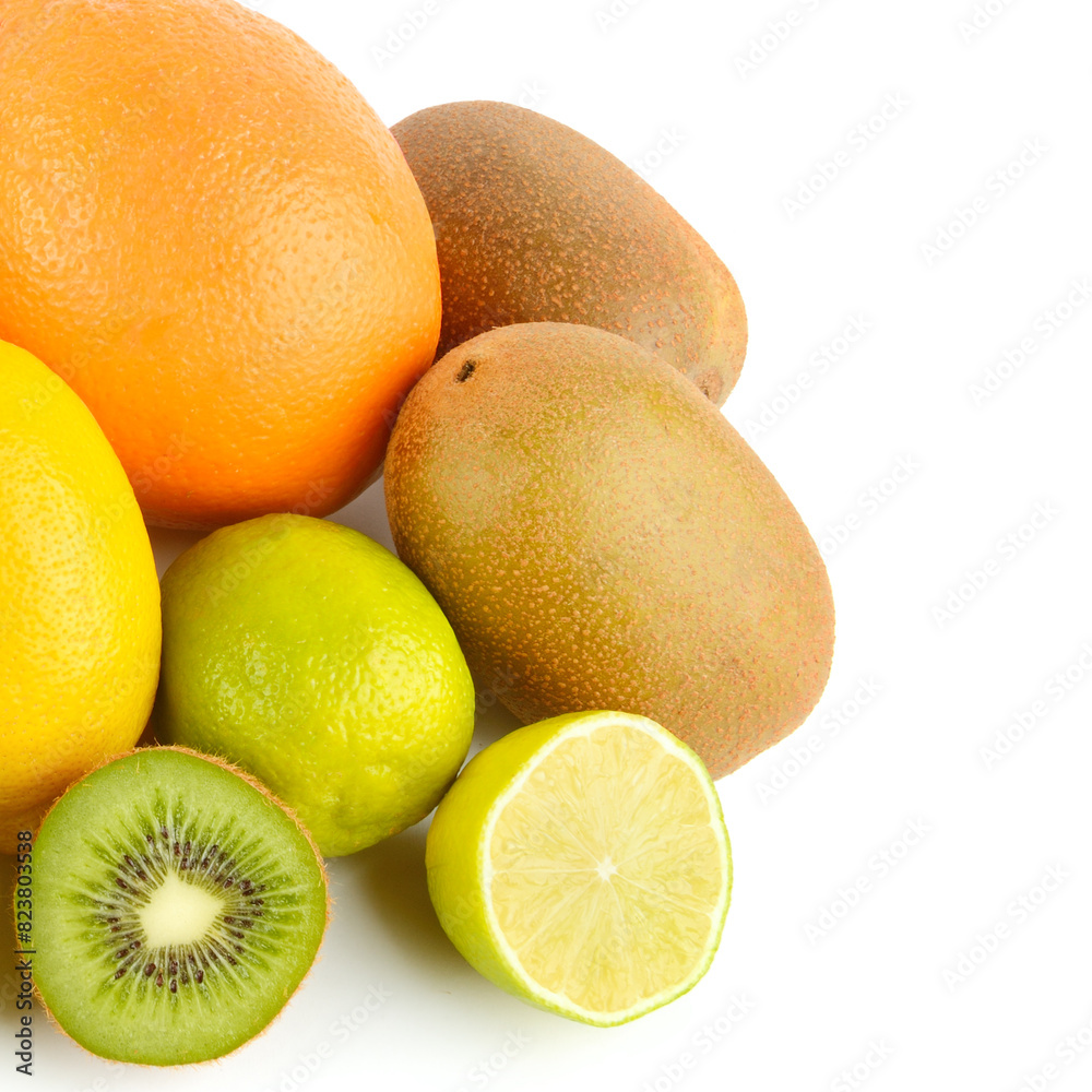 Fototapeta premium Set of fruits isolated on a white .
