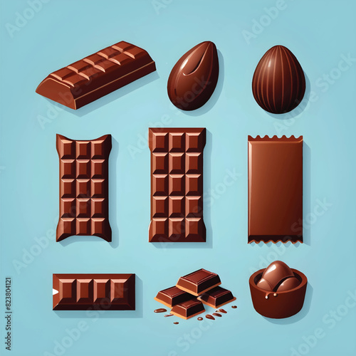 a blue background with a set picture of various chocolates 
