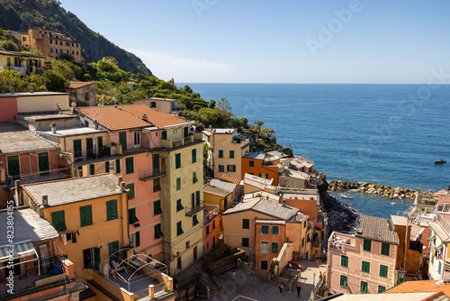 a view overlooking riomaggiore in Italy