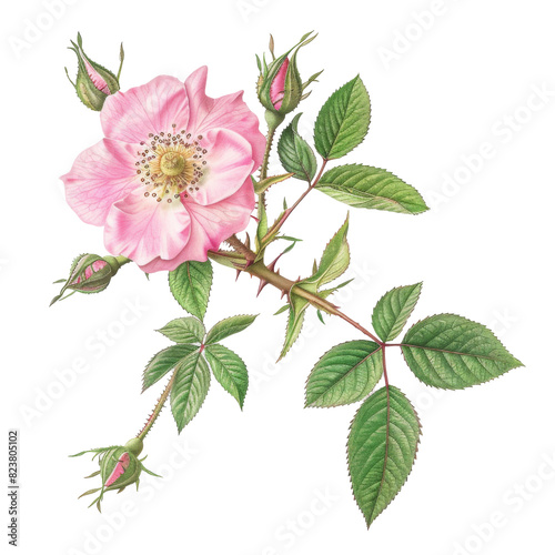 Rose flower. Beautiful antique rose illustration. Vintage flower illustration for wall art