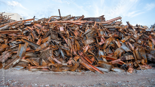 Obraz na płótnie scrap metal on a construction site, collected for recycling