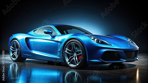 Cool blue sports car in a dark studio background