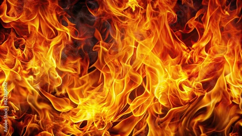 Collection of vibrant and dynamic fire flames on background