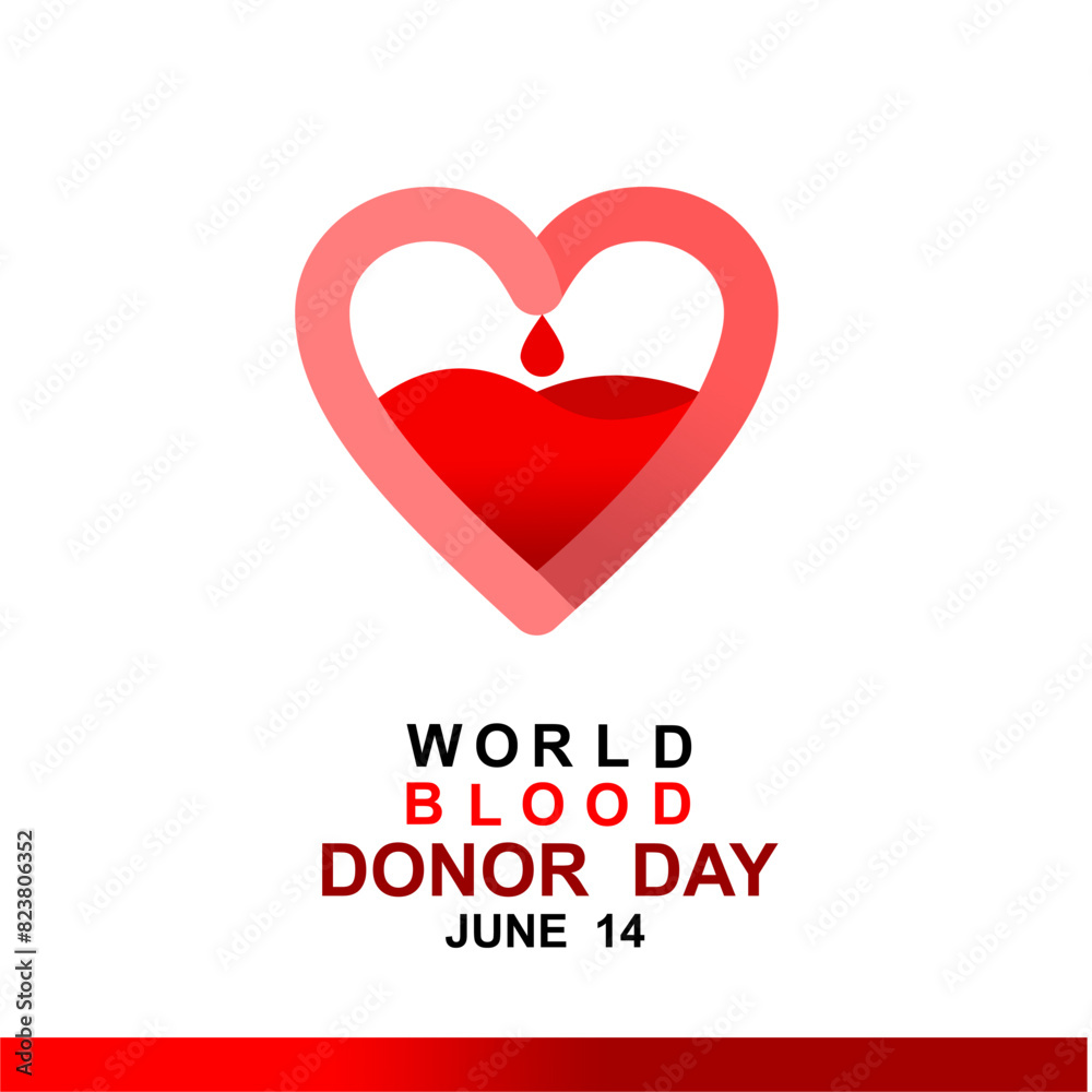 blood donation illustration concept with love and blood symbol for celebrate world blood donor day