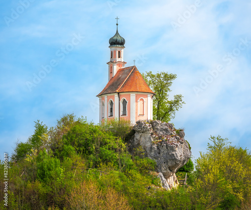 The Wörnitzstein chapel on the top of a hill photo